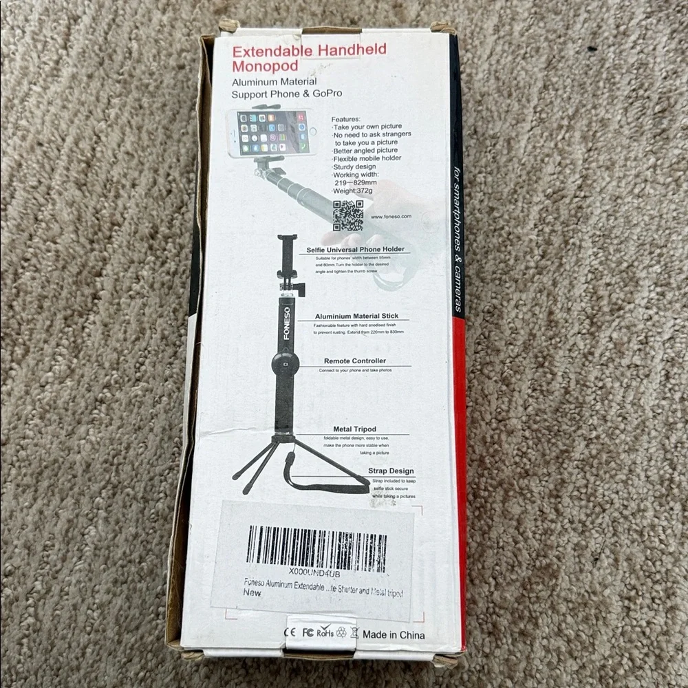 Foneso extendable handheld selfie stick monopod NO REMOTE